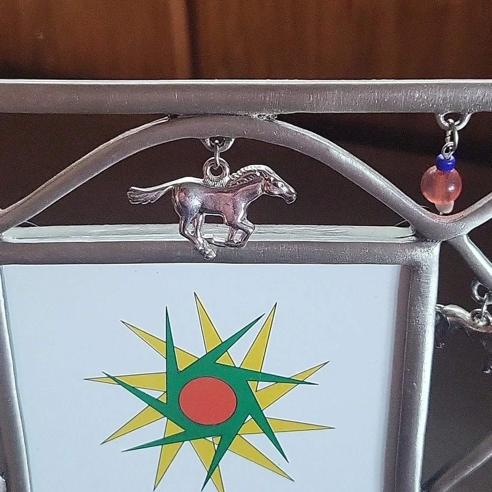 Vintage Pewter Horse Charms Picture Frame